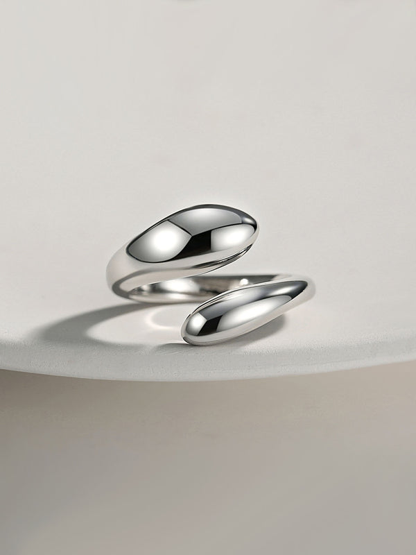 Simple and atmospheric style vegetarian silver ring