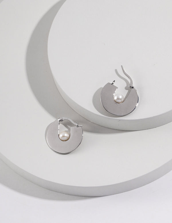 Pure silver pearl earrings