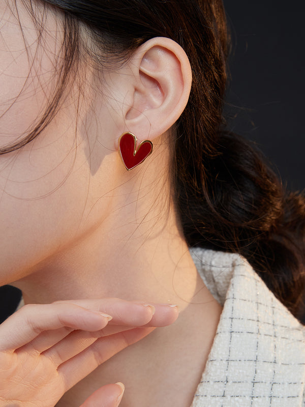 Red dripping earrings