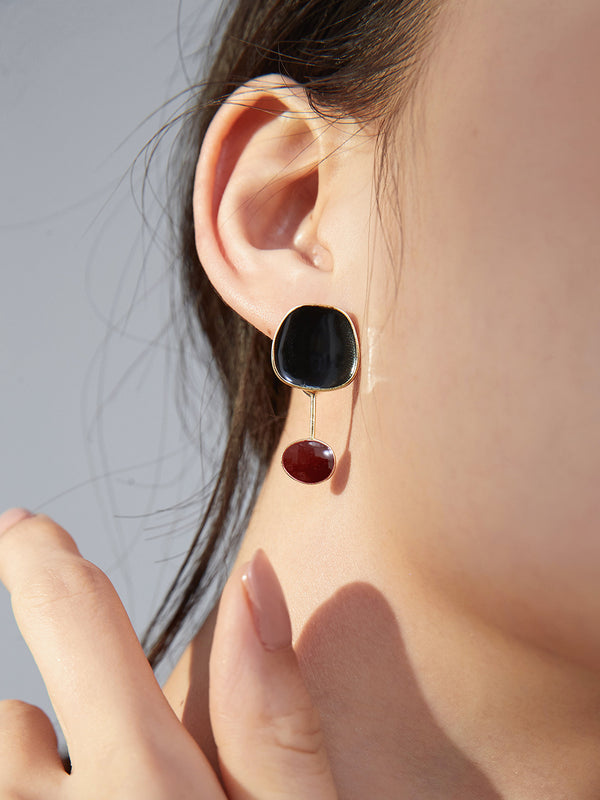 Two -color drip glaze earrings