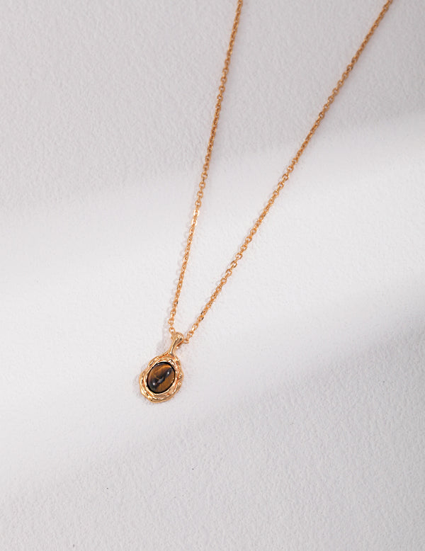 Silver Tiger Eye Stone Necklace (The certificate is not attached)