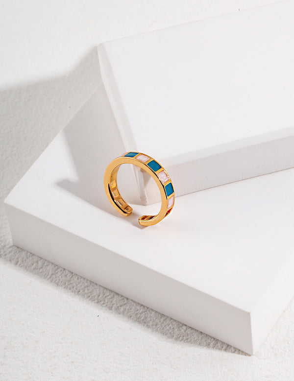 Morandi block drip glaze ring