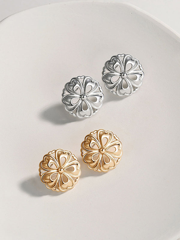 Retro flower buckle earrings