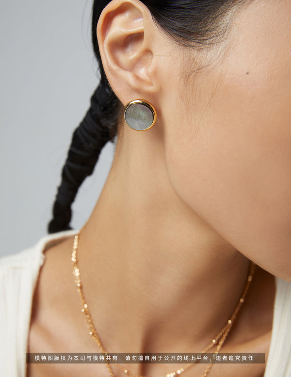 Sterling silver black shell earrings