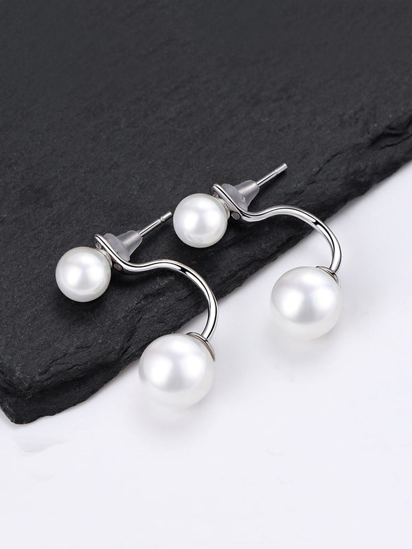 Pure silver pearl earrings