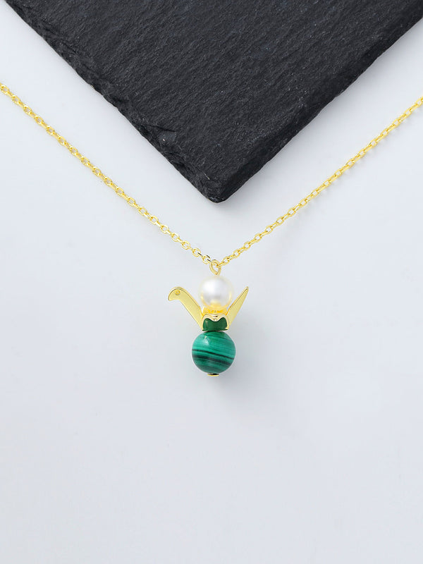 Peacock Celery Thousand Paper Crane necklaces